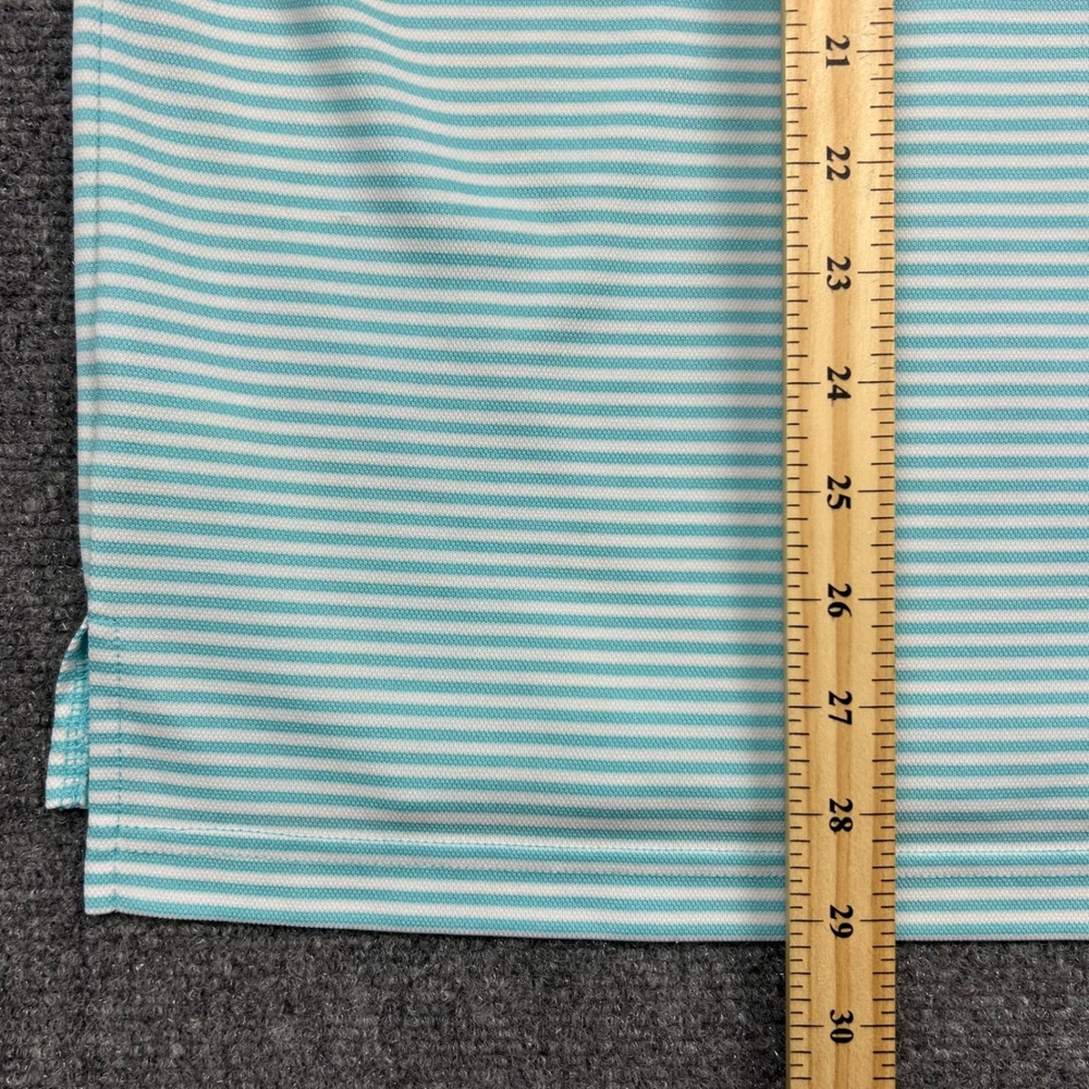 Johnnie-O Polo Shirt Mens L Cayman Teal Striped Prep-Performance Stretch Golf - Picture 10 of 11